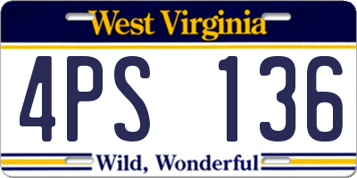 WV license plate 4PS136
