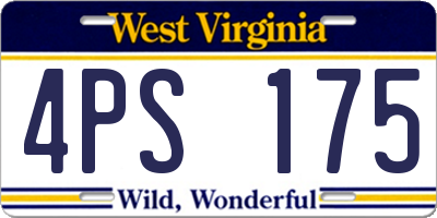 WV license plate 4PS175