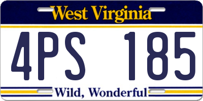 WV license plate 4PS185