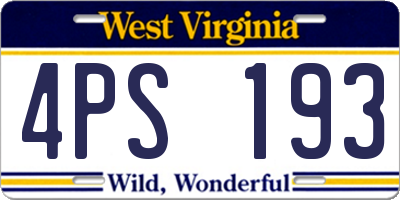 WV license plate 4PS193