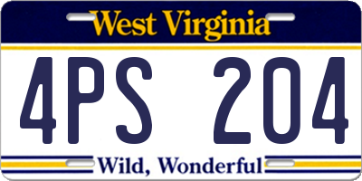 WV license plate 4PS204