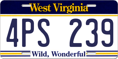 WV license plate 4PS239
