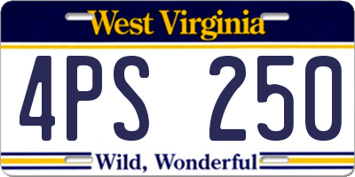 WV license plate 4PS250