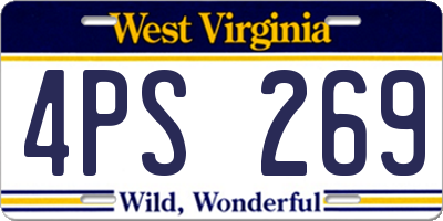 WV license plate 4PS269