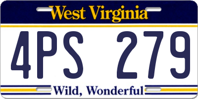 WV license plate 4PS279