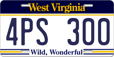 WV license plate 4PS300