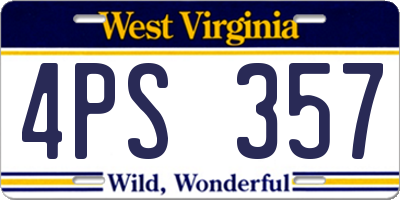 WV license plate 4PS357