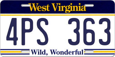WV license plate 4PS363