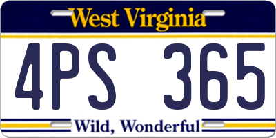 WV license plate 4PS365