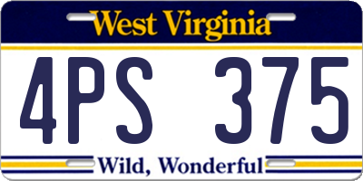 WV license plate 4PS375