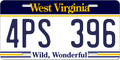 WV license plate 4PS396