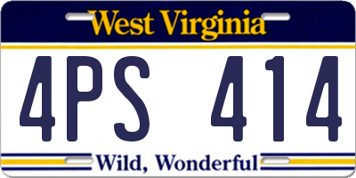 WV license plate 4PS414