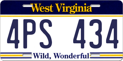 WV license plate 4PS434