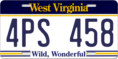WV license plate 4PS458