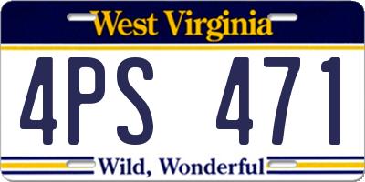 WV license plate 4PS471