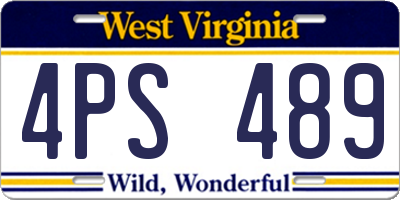 WV license plate 4PS489