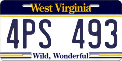 WV license plate 4PS493