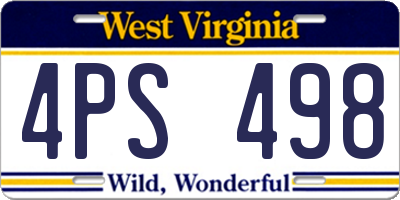 WV license plate 4PS498