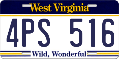 WV license plate 4PS516
