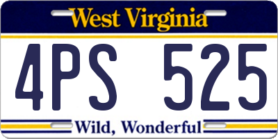 WV license plate 4PS525
