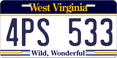 WV license plate 4PS533