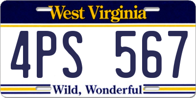 WV license plate 4PS567