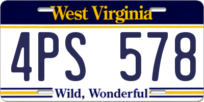 WV license plate 4PS578