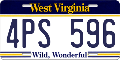 WV license plate 4PS596