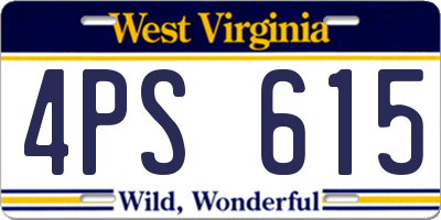 WV license plate 4PS615