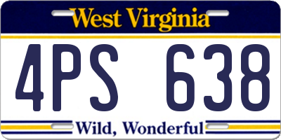 WV license plate 4PS638