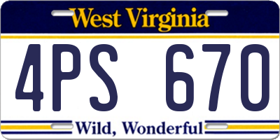 WV license plate 4PS670
