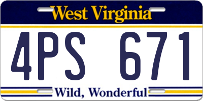 WV license plate 4PS671