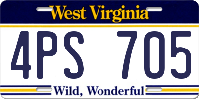 WV license plate 4PS705