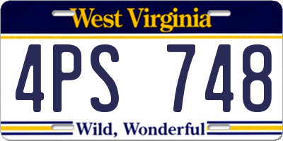 WV license plate 4PS748