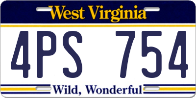 WV license plate 4PS754