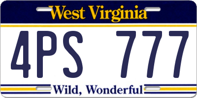 WV license plate 4PS777