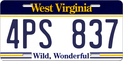 WV license plate 4PS837