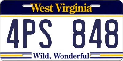 WV license plate 4PS848