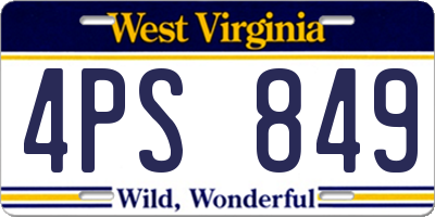 WV license plate 4PS849