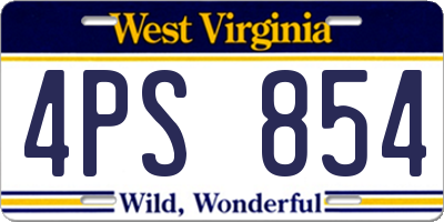 WV license plate 4PS854