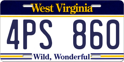 WV license plate 4PS860