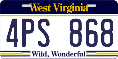 WV license plate 4PS868