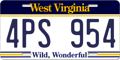 WV license plate 4PS954