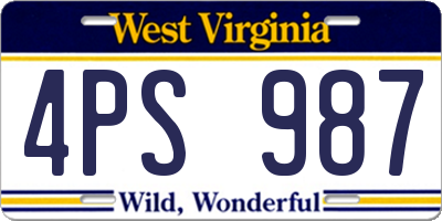 WV license plate 4PS987