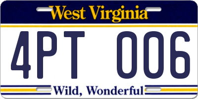 WV license plate 4PT006