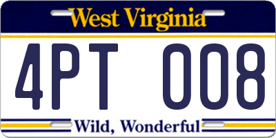 WV license plate 4PT008