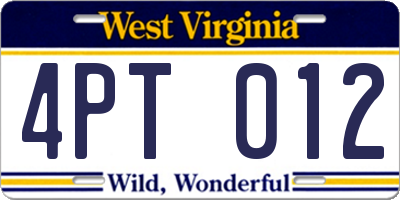 WV license plate 4PT012