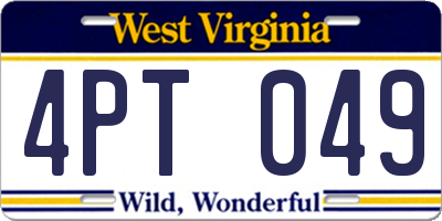 WV license plate 4PT049