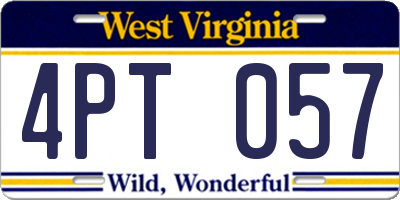 WV license plate 4PT057
