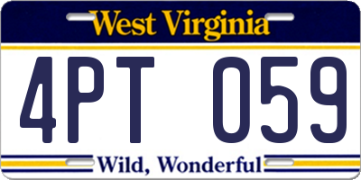 WV license plate 4PT059